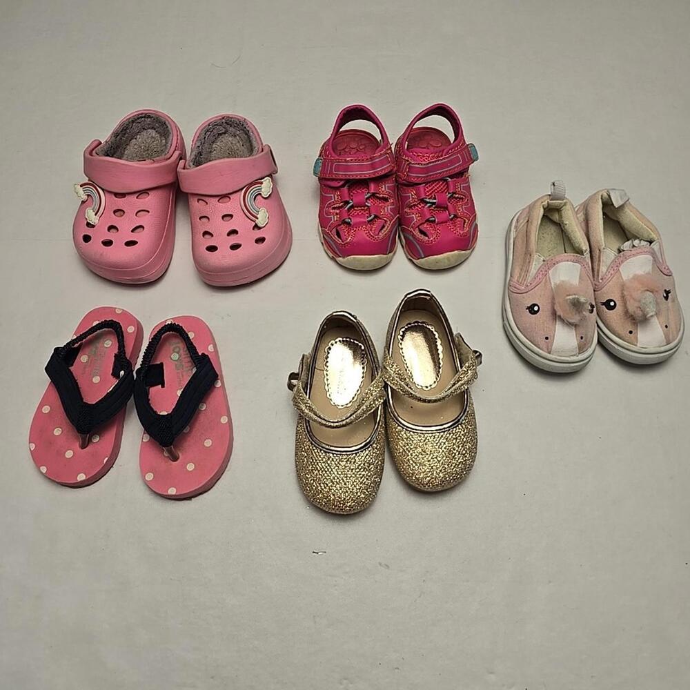 5 Pair Lot Girls Toddler Dress Shoes Booties  Sz 4 Multi Colors Slip On Side Zip